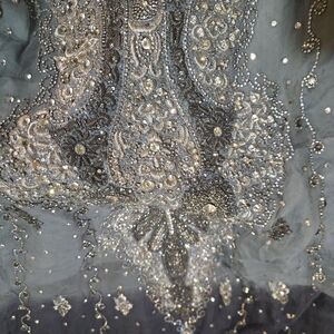 Embellished Silver and Gray Fabric